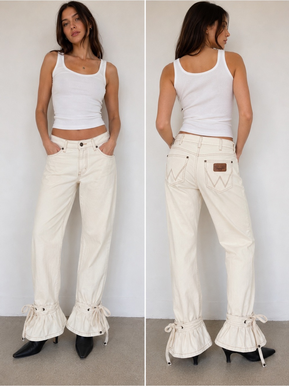 Marc Jacobs x Wrangler Cream Denim Tie Cuff Jeans